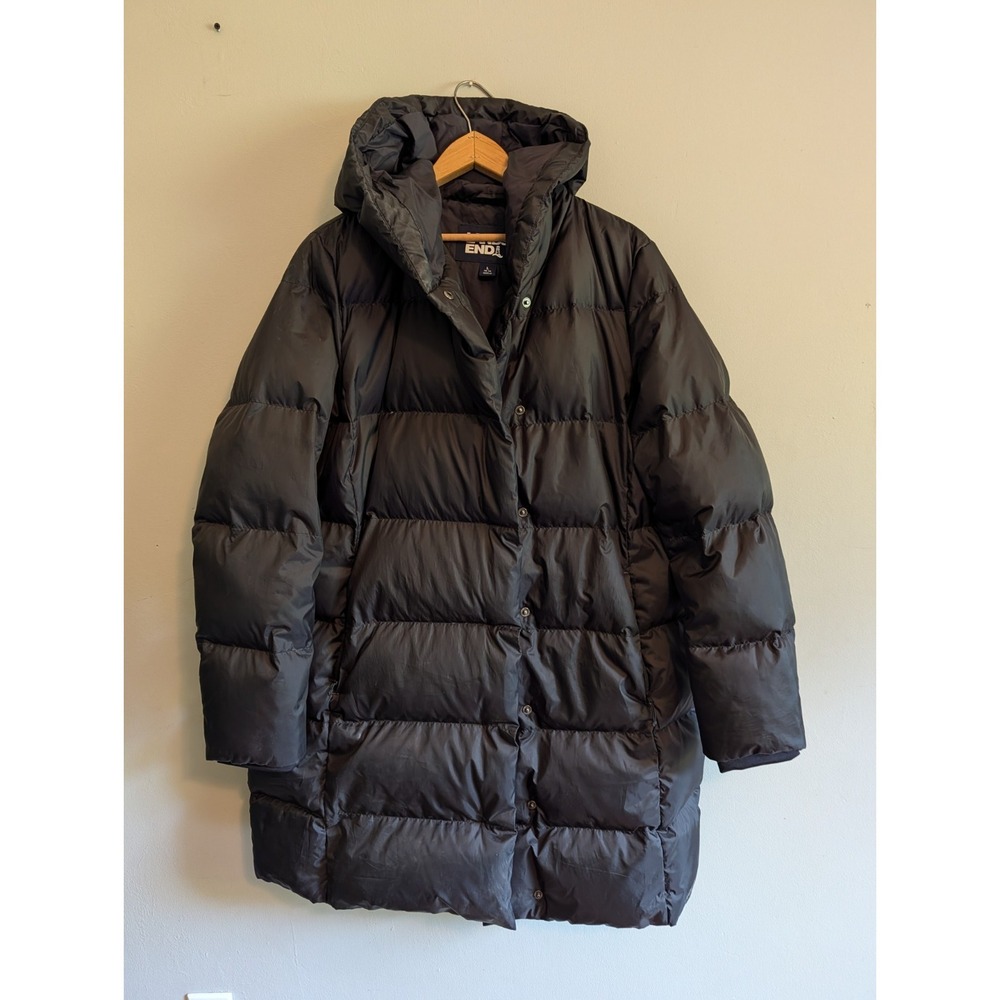 Lands End Women 80% Goose Down 20% Feather Puffer Parka Long Black Cold Weather